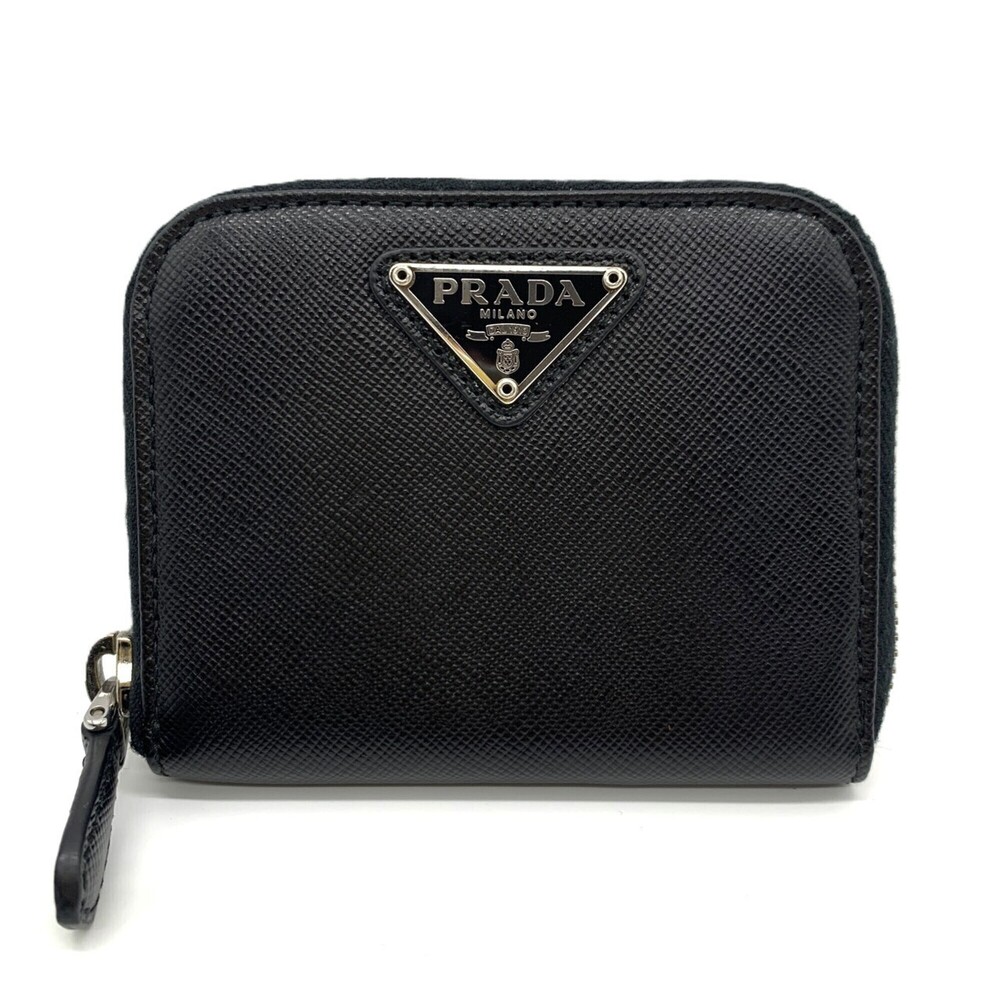 Prada Saffiano Triangle Coin Case Black PRADA